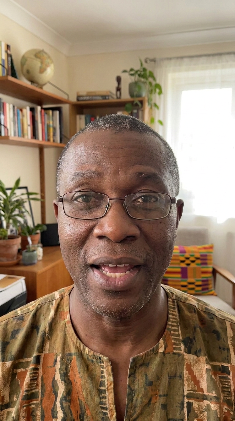 Kwame, AI-generated presenter